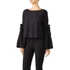 free People So Obviously Yours Tie Bell Sleeves Black Medium